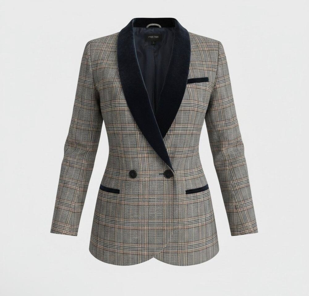 SMALL Free People Giacca Velvet Trimmed Blazer